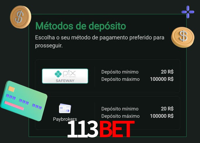 O cassino 113Bet oferece uma grande variedade de métodos de pagamento